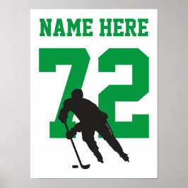 Personalisiert Hockey Player Number Green Poster