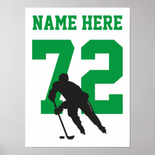 Personalisiert Hockey Player Number Green Poster