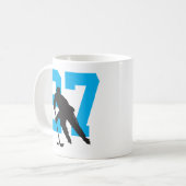 Personalisiert Hockey Player Number Türkise Blue Kaffeetasse (Vorderseite Links)