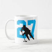 Personalisiert Hockey Player Number Türkise Blue Kaffeetasse (Links)