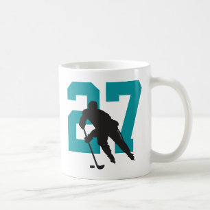 Personalisiert Hockey Player Nummer Aquamarin Blue Kaffeetasse