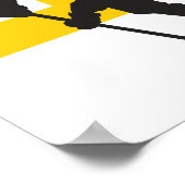 Personalisiert Hockey Player Nummer Black und Gold Poster (Ecke)