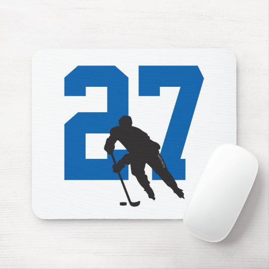 Personalisiert Hockey Player Nummer Blau Mousepad (Mit Mouse)