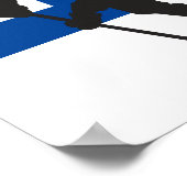 Personalisiert Hockey Player Nummer Blau Poster (Ecke)