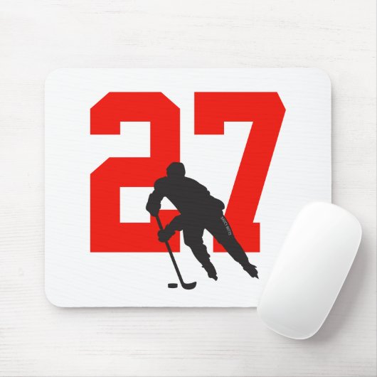 Personalisiert Hockey Player Nummer Red Mousepad (Mit Mouse)