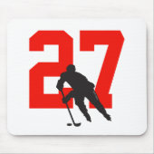 Personalisiert Hockey Player Nummer Red Mousepad (Vorne)