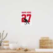 Personalisiert Hockey Player Nummer Red Poster (Küche)