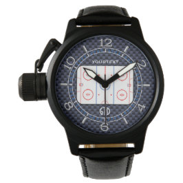 Personalisiert Hockey Rink Diagramm Blue Carbon St Armbanduhr