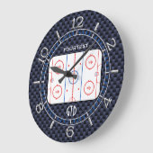 Personalisiert Hockey Rink Diagramm Blue Carbon St Große Wanduhr (Winkel)
