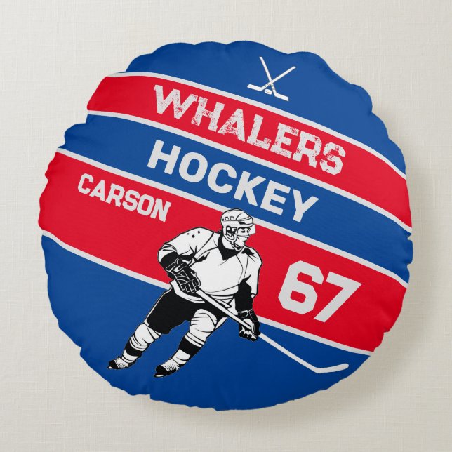 Personalisiert Hockey Round Pillow Rundes Kissen (Vorderseite)
