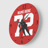 Personalisiert Hockey-Spielernummer in Red Große Wanduhr (Winkel)