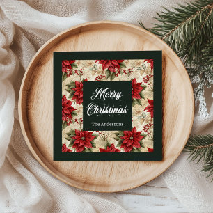 Personalisiert Holiday Napkins Red Poinsettia Prin Serviette