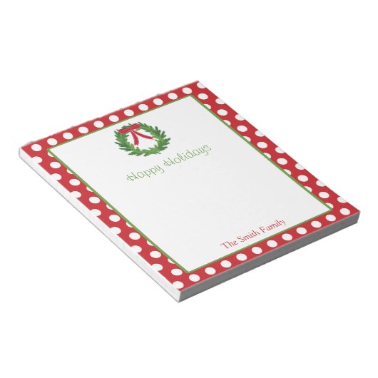 Personalisiert Holiday Notepad | Weihnachtskranz Notizblock (angewinkelt)