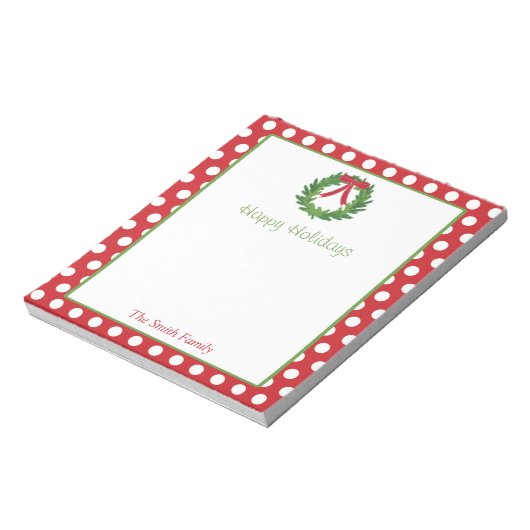 Personalisiert Holiday Notepad | Weihnachtskranz Notizblock (Rotiert)