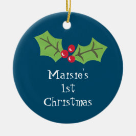 Personalisiert Holly & Berries 1. Weihnachten Keramik Ornament