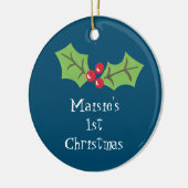 Personalisiert Holly & Berries 1. Weihnachten Keramik Ornament (Links)