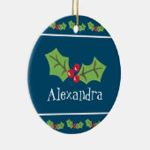 Personalisiert Holly & Berries Keramik Ornament (Rechts)
