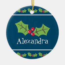Personalisiert Holly & Berries Keramik Ornament
