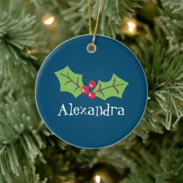 Personalisiert Holly & Berries Keramik Ornament