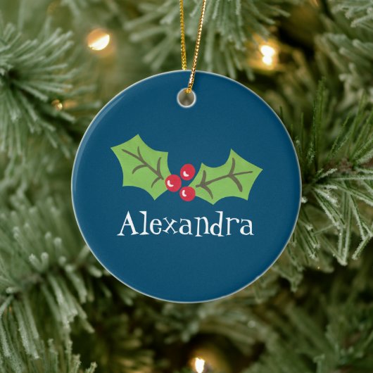 Personalisiert Holly & Berries Keramik Ornament (Baum)