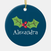 Personalisiert Holly & Berries Keramik Ornament (Vorne)