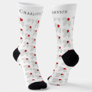 Personalisiert Holly Berry Weihnachten Socken