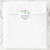 Personalisiert Holly Christmas Address Runder Aufkleber (Tasche)
