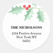 Personalisiert Holly Christmas Address Runder Aufkleber (Vorderseite)