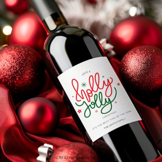 Personalisiert Holly Jolly Weihnachtsgeschenk Wein Weinetikett
