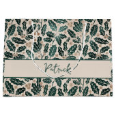 Personalisiert Holly Pattern Weihnachten Große Geschenktüte (Vorderseite)