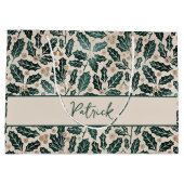 Personalisiert Holly Pattern Weihnachten Große Geschenktüte (Rückseite)