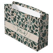 Personalisiert Holly Pattern Weihnachten Große Geschenktüte (Rückseite Schrägansicht)