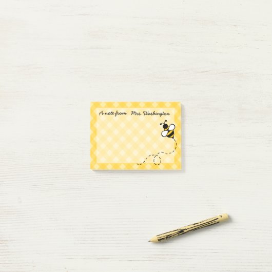 Personalisiert Honey Bee Post It Notes Post-it Klebezettel (Auf Schreibtisch)