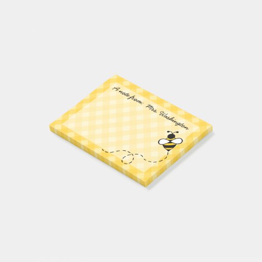 Personalisiert Honey Bee Post It Notes Post-it Klebezettel (angewinkelt)