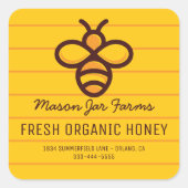 Personalisiert Honey Jar Labels | Honigwabenbiene Quadratischer Aufkleber (Vorderseite)