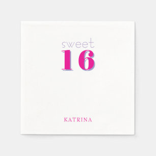 Personalisiert Hot Pink Sweet 16 Geburtstagsparty Serviette