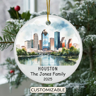 Personalisiert Houston Ornament, Texas Keramik Ornament