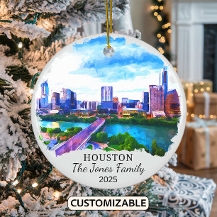 Personalisiert Houston Ornament, Texas Staat Keramik Ornament