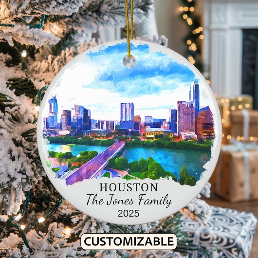 Personalisiert Houston Ornament, Texas Staat Keramik Ornament