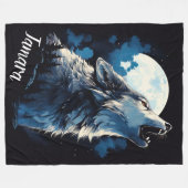 Personalisiert Howling Wolf Fleecedecke (Vorderseite (Horizontal))