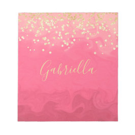 Personalisiert Hübsch in Rosa mit Gold Notizblock