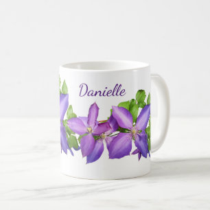 Personalisiert Hübsche Mauve Clematis Kaffeetasse