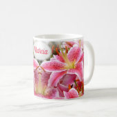 Personalisiert Hübsche Pink Stargazer Lilies Kaffeetasse (VorderseiteRechts)