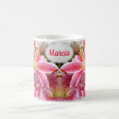 Personalisiert Hübsche Pink Stargazer Lilies Kaffeetasse (Mittel)