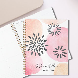 Personalisiert Hübsches Abstraktes Blumenrosa Planer