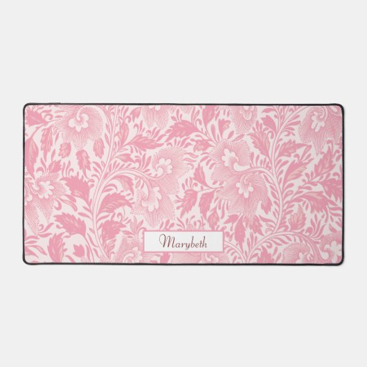 Personalisiert Hübsches Rosa Boho Floral Schreibtischunterlage (Vorderseite)