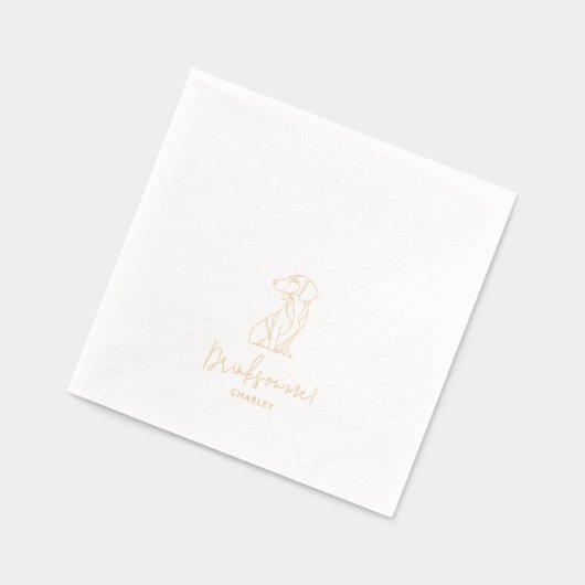 Personalisiert Hunde Dackel Haustier Hochzeit Gold Servietten Mit Folie (Links)