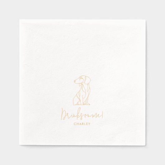 Personalisiert Hunde Dackel Haustier Hochzeit Gold Servietten Mit Folie (Vorderseite)