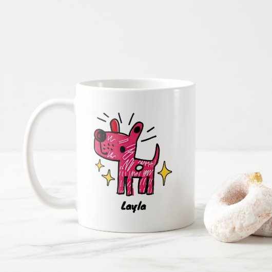 Personalisiert Hunde-Doodle-Kunst Kaffeetasse (Mit Donut)