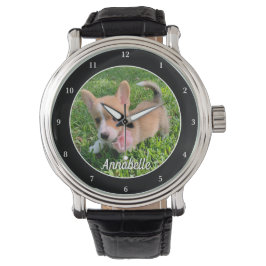 Personalisiert Hunde Foto Monogram Moderner Hausbe Armbanduhr